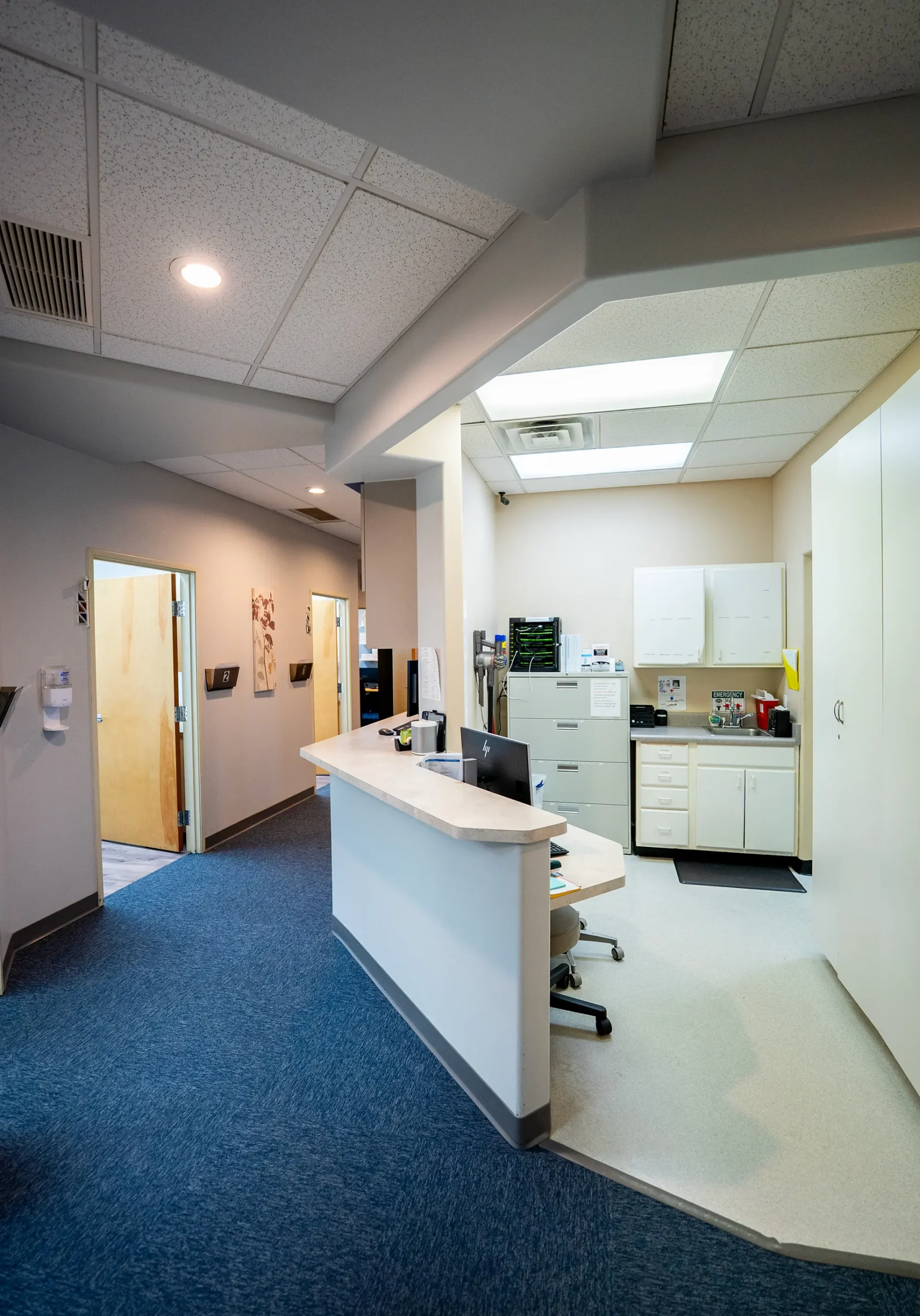 Clinical Nurse Station Prescott AZ Clinical nurse station by a custom home builder in Prescott AZ with organized work areas and storage