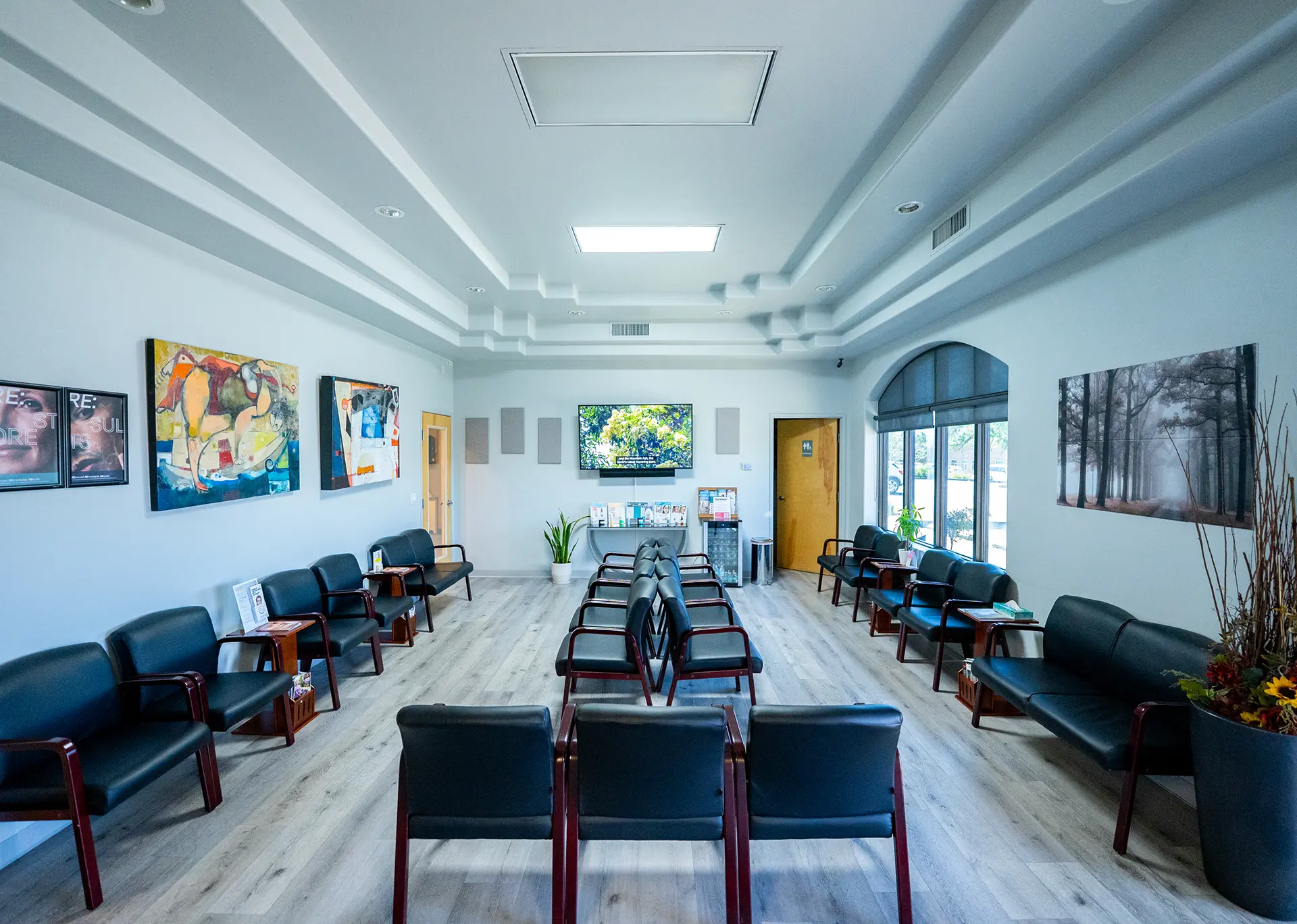 Commercial Medical Lobby Prescott AZ Commercial medical lobby by a custom home builder in Prescott AZ with reception desk and patient seating