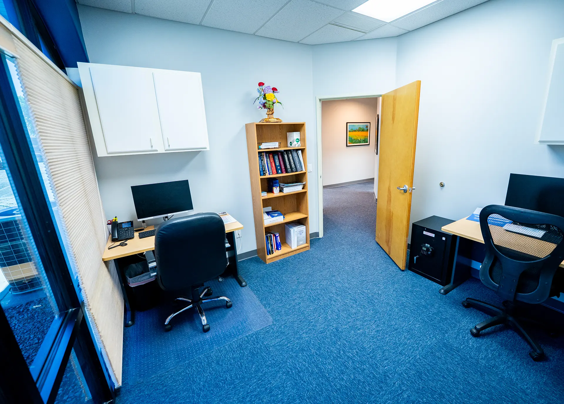 Private Medical Office Prescott AZ Private medical office built by a custom home builder in Prescott AZ with workstations and natural light